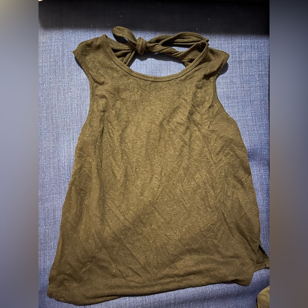 Soft Black Tank Top with Tied Back